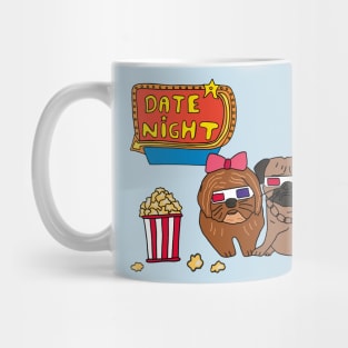 Pug and Terrier with 3D Glasses Movie Night Mug